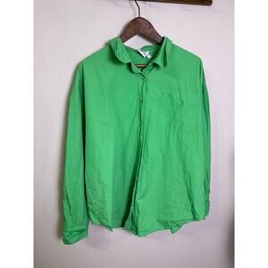 Princess Polly Arden Oversized Button-Up Shirt Green Long Sleeves